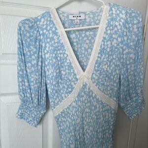 Blue and white maxi dress